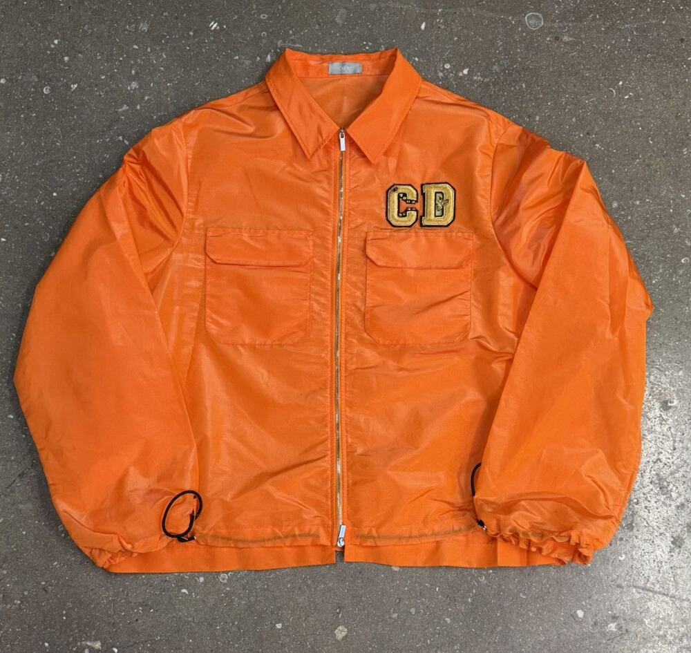 Dior Orange Nylon Zip Up Jacket